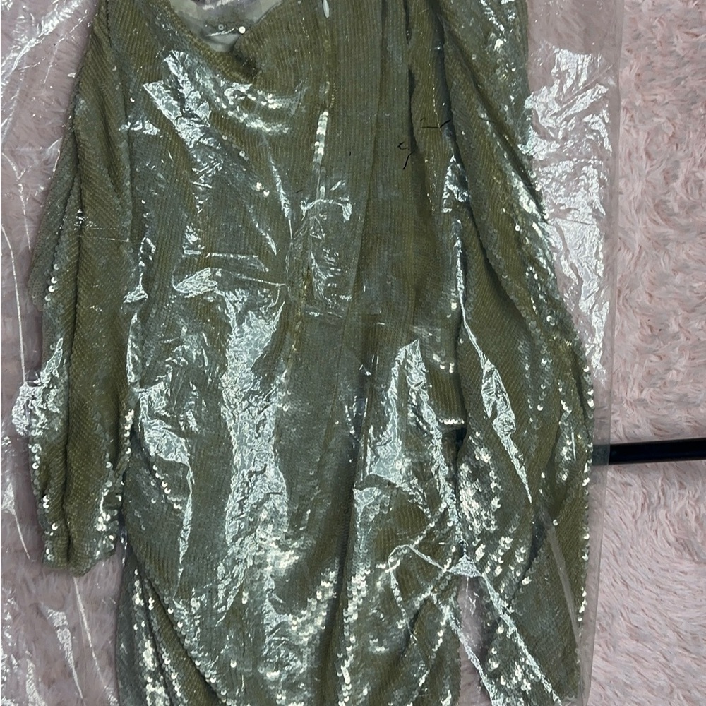 Shimmering Olive Green Dress